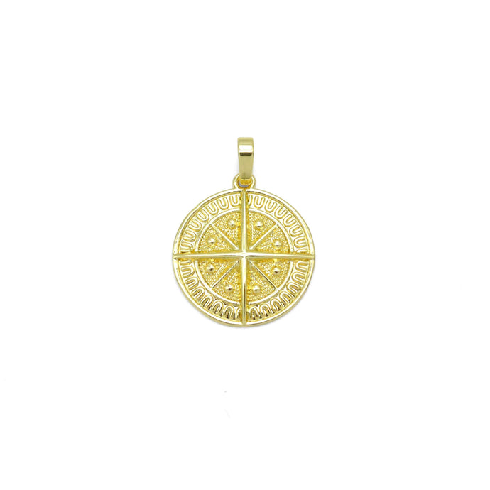 North Star Compass Coin Charm 18k
