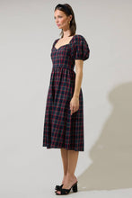 Load image into Gallery viewer, Alessi Navy Plaid Midi Dress