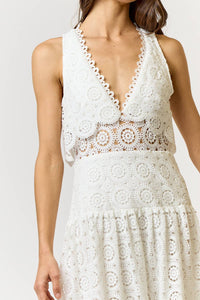 Janice White Lace Scalloped Maxi Dress