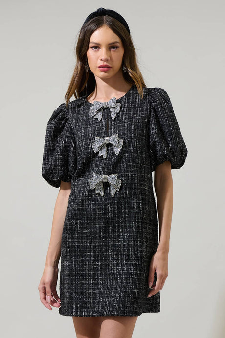 Margaret Tweed Bow Mini Dress