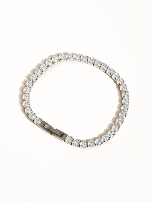 René Non-Tarnish Rhinestone Dressy Bracelet: Silver
