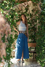 Load image into Gallery viewer, Bohemian Buttondown Denim Maxi Skirt