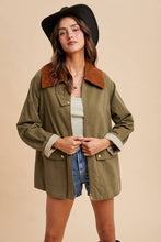 Load image into Gallery viewer, Taupe Corduroy Brown Collar Barn Jacket
