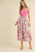 Load image into Gallery viewer, Sunny Floral Mixed Media Midi Dress