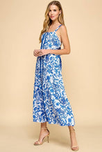 Load image into Gallery viewer, Floral Blue Back Bow Maxi Dress