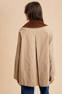 Taupe Corduroy Brown Collar Barn Jacket