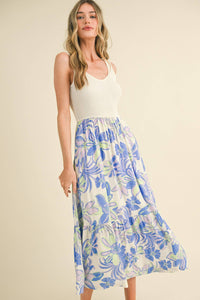 Sunny Floral Mixed Media Midi Dress