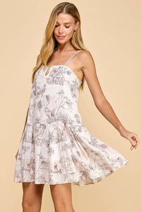 Toile Contrast Stitch Detail Dress