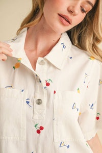 Fruitful Denim Embroidered Dress