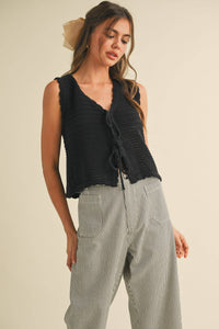 Cream Crochet Tie Vest Top