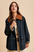 Load image into Gallery viewer, Taupe Corduroy Brown Collar Barn Jacket