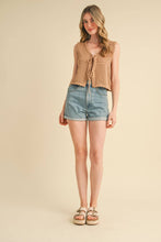 Load image into Gallery viewer, Cream Crochet Tie Vest Top