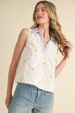 Load image into Gallery viewer, Lemon Embroidered Collar Top