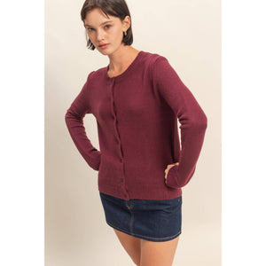 Cream Crew Neck Cardigan