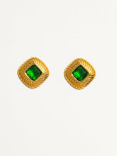 Load image into Gallery viewer, Matera 14K Gold Classic Square CZ Stud: Green / Stud-Matera