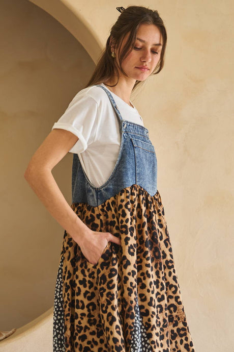 Giselle Leopard Print Overall Dress