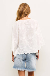 Joplin White Embroidered Tunic Top