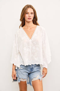 Joplin White Embroidered Tunic Top