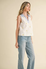 Load image into Gallery viewer, Lemon Embroidered Collar Top