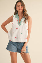 Load image into Gallery viewer, Lemon Embroidered Collar Top