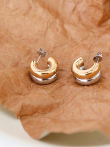 Emma Non-Tarnish Double C-Hoop Earring: Yellow Gold