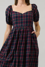 Load image into Gallery viewer, Alessi Navy Plaid Midi Dress