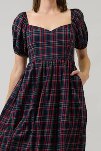 Alessi Navy Plaid Midi Dress