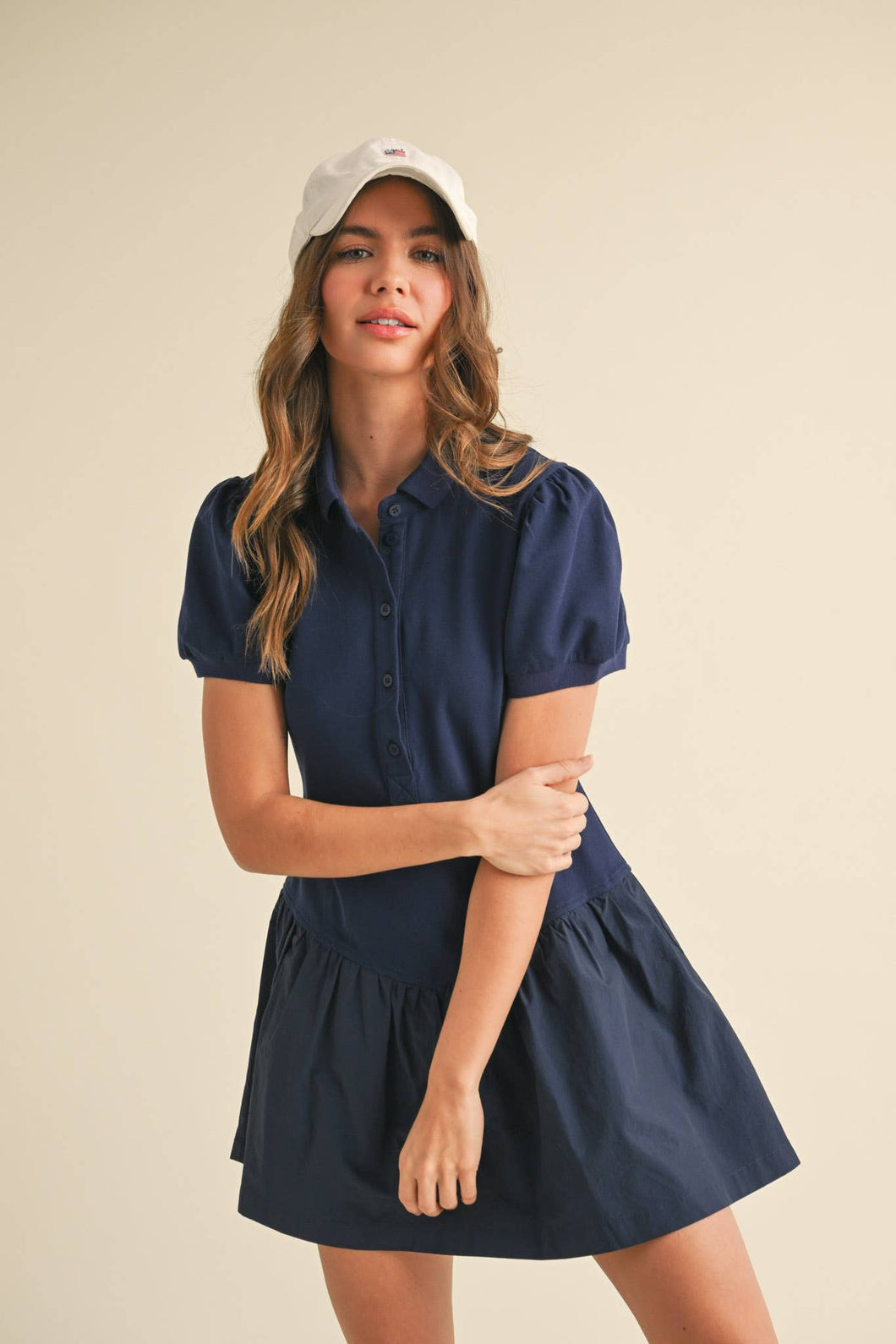 Polo Navy Mixed Media Romper