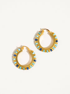 Azura 18K Gold Contemporary Hoop Earrings: Blue