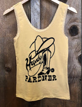 Load image into Gallery viewer, Howdy Pardner Lace Tank Gold Dust