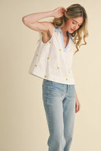 Load image into Gallery viewer, Lemon Embroidered Collar Top