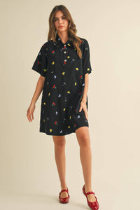 Fruitful Denim Embroidered Dress