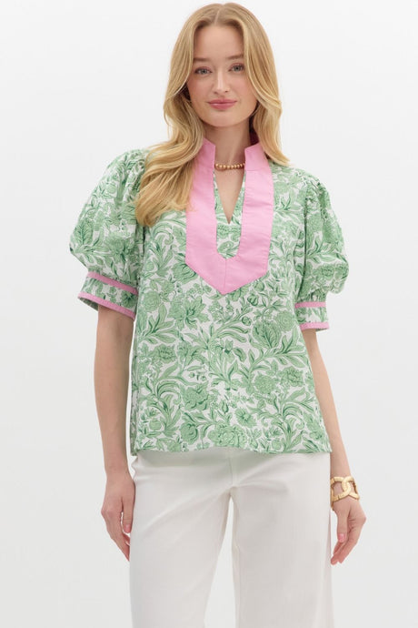Palm Springs Pink Green Top