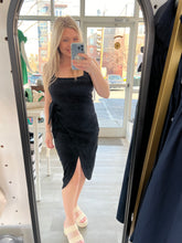 Load image into Gallery viewer, Shawna Black Side Tie Dress
