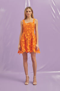 Belle Orange Lace Dress