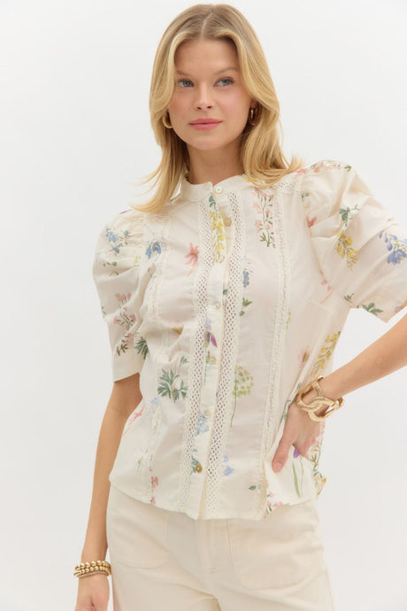 Grandmillenial Floral Print Top