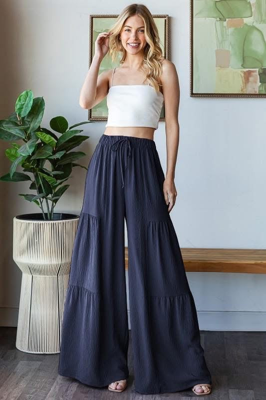 Navy Wide Leg Pants