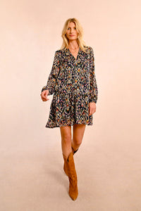 Falling For Bordeaux Print Dress