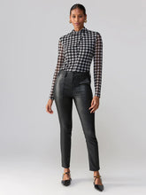 Load image into Gallery viewer, Make a Statement Houndstooth Mesh Top