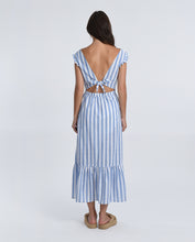 Load image into Gallery viewer, Paris Blue Stripe Tie-Back Dress