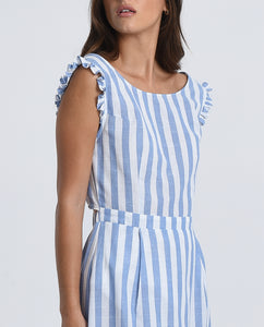 Paris Blue Stripe Tie-Back Dress