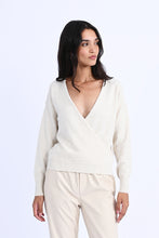 Load image into Gallery viewer, Ballet Ivory Wrap Surplice Sweater