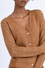 Load image into Gallery viewer, Hearts Button Camel Cardigan