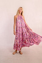 Load image into Gallery viewer, Celeste Gold Pink Floral Maxi Dress