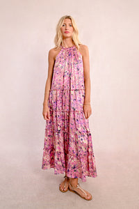 Celeste Gold Pink Floral Maxi Dress
