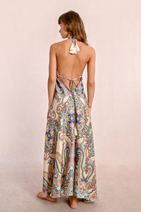 Bloom Print Halter Maxi Dress