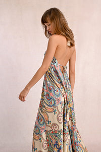 Bloom Print Halter Maxi Dress