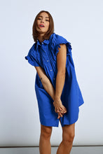 Load image into Gallery viewer, Poplin Smoked Shirt Dress Blue