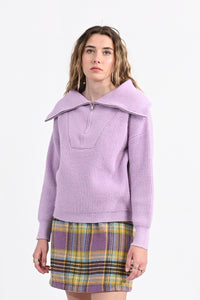 Mauve Knit Zipper Pullover Sweater