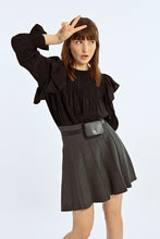 Load image into Gallery viewer, Paris Pleated Charcoal Knit Skirt